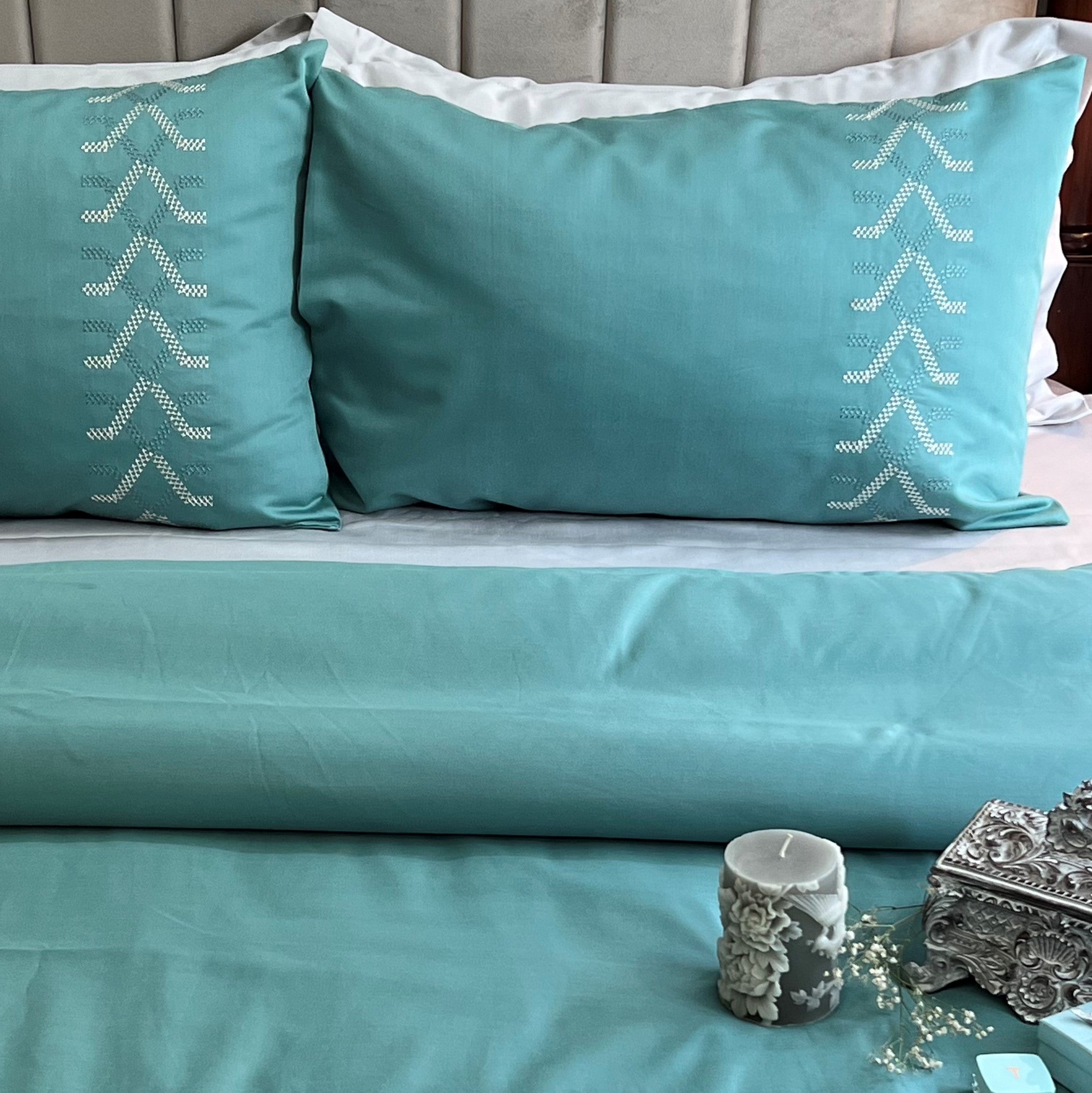 Sadyaska 1000TC Cotton Rich Tribe Turquoise Syona Set 1 Pcs Bedsheet