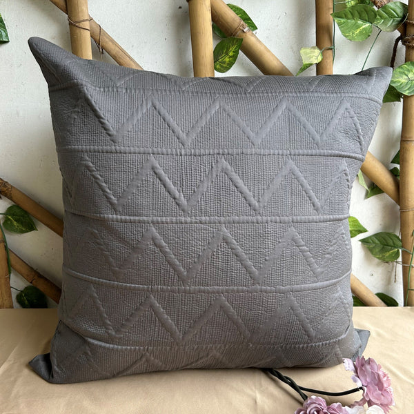 Sadyaska Trigon Dark Grey Quilted Cotton 1 Pcs Euro Sham