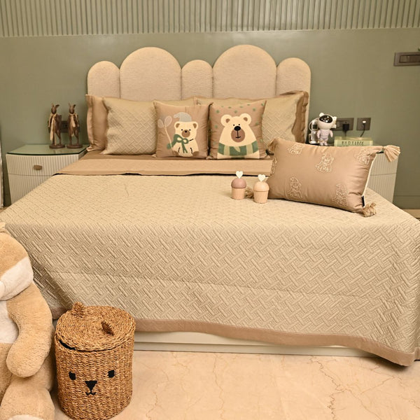 Sadyaska Teddy Club Sand and Beige Kids 10 Pcs Bedding Set