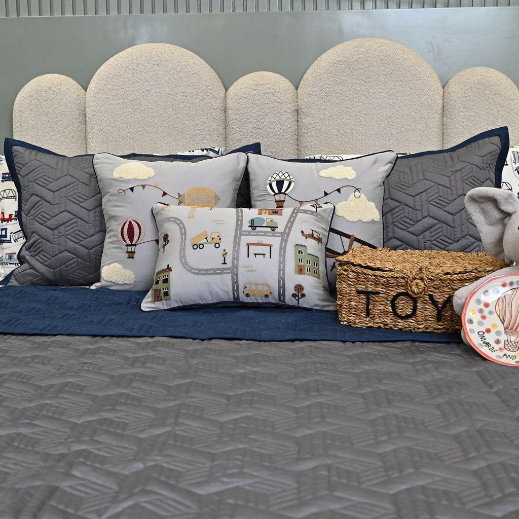 Sadyaska The Little Explorer Navy and Dark Grey Kids 10 Pcs Bedding Set