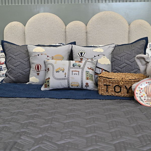 Sadyaska The Little Explorer Navy and Dark Grey Kids 10 Pcs Bedding Set