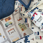 Sadyaska The Little Explorer Navy and Dark Grey Kids 10 Pcs Bedding Set