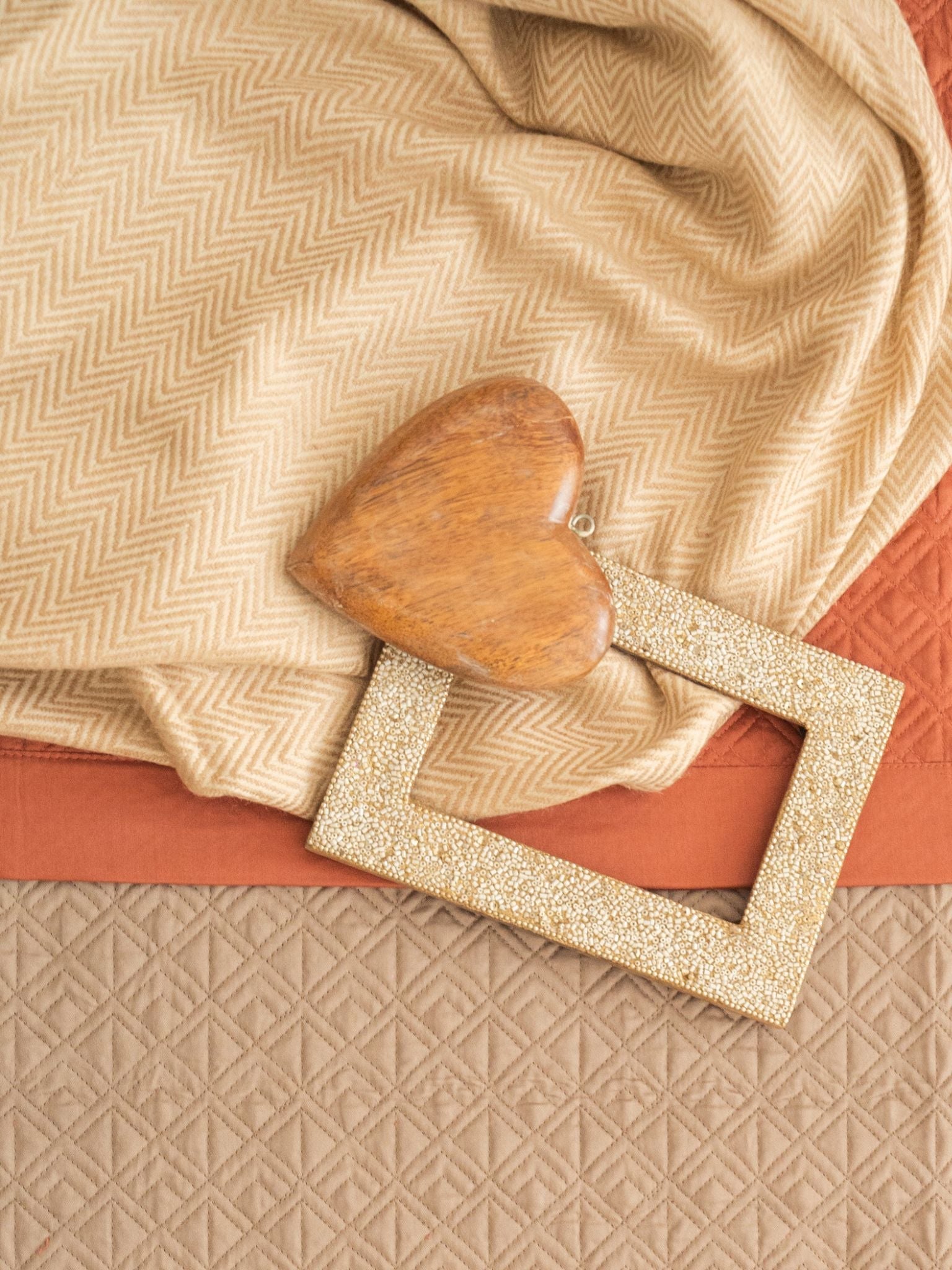 Sadyaska Clay Herringbone Woven Throw with Embroidered 16"x16" 2 Pcs Cushion Cover
