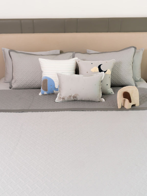 Sadyaska Tiny Trunks Pearl Grey Slate Kids Cotton 10 Pcs Bedding Set