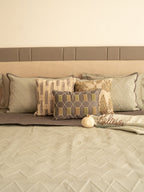 Sadyaska Trigon Sage Green and Dark Grey 300TC Cotton 10 Pcs Bedding Set