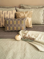 Sadyaska Trigon Sage Green and Dark Grey 300TC Cotton 10 Pcs Bedding Set