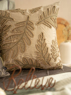 Sadyaska Forest Whisper Cotton Embroidered Beige 16" X 16" 1 Pcs Cushion Cover