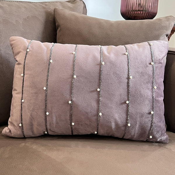 Sadyaska Decorative Twinkle Lilac Velvet 12x18 1 Pcs Cushion Cover
