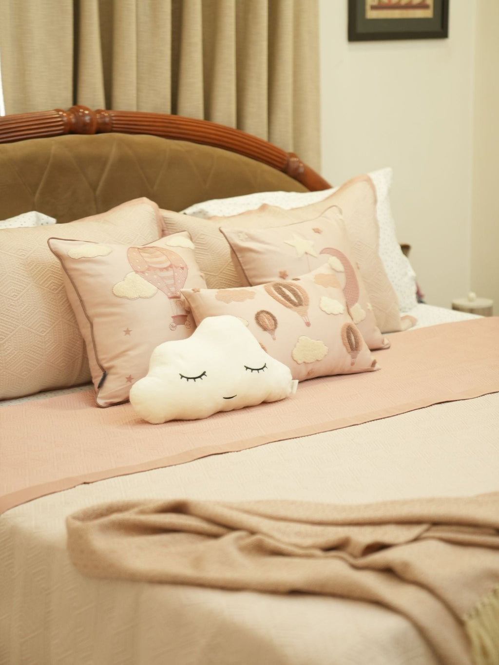 Sadyaska Twinkle Puff Rose Buff Kids Cotton 10 Pcs Bedding Set