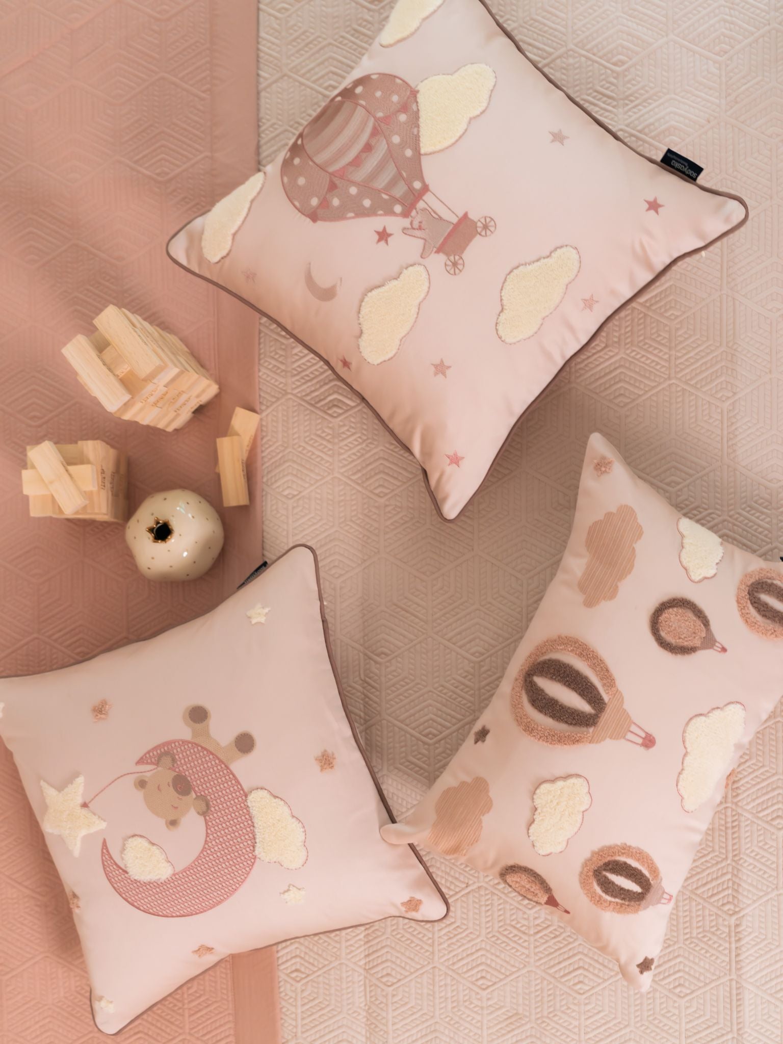 Sadyaska Twinkle Puff Rose Buff Kids Cotton 10 Pcs Bedding Set