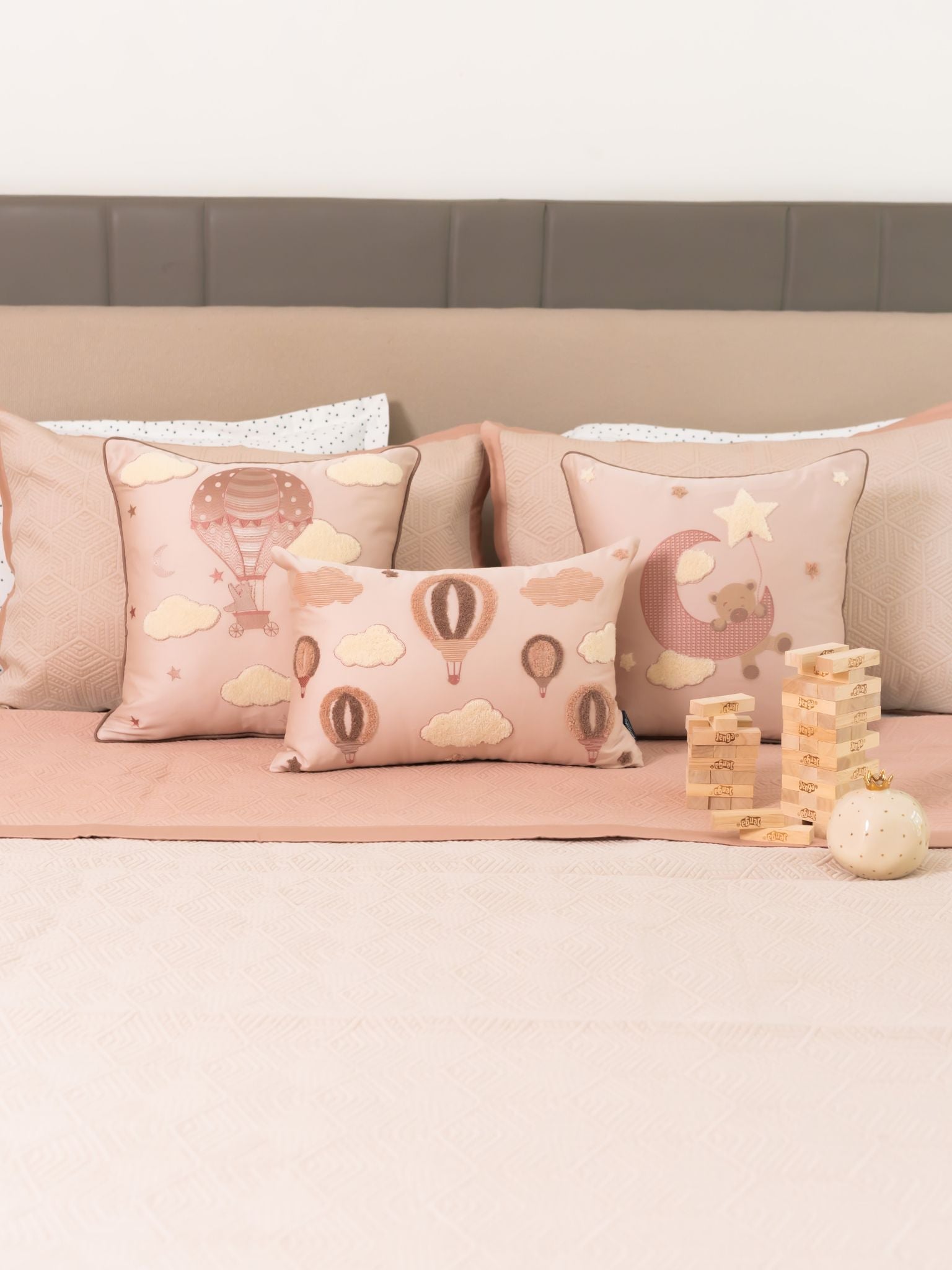 Sadyaska Twinkle Puff Rose Buff Kids Cotton 10 Pcs Bedding Set