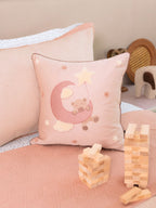 Sadyaska Twinkle Nap Cotton Embroidered Buff Kids Design 16" X 16" 1 Pcs Cushion Cover