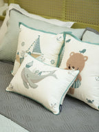 Sadyaska Under The Sea Sage Green Dark Grey Kids Cotton Rich 10 Pcs Bedding Set