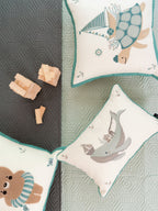 Sadyaska Under The Sea Sage Green Dark Grey Kids Cotton Rich 10 Pcs Bedding Set
