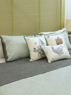 Sadyaska Under The Sea Sage Green Dark Grey Kids Cotton Rich 10 Pcs Bedding Set