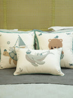 Sadyaska Under The Sea Sage Green Dark Grey Kids Cotton Rich 10 Pcs Bedding Set