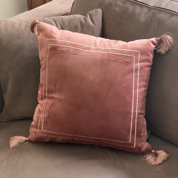 Sadyaska Decorative Frontier Blush Velvet 16x16 1 Pcs Cushion Cover