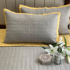 Sadyaska Butter Cup Yellow & Sandstone Grey Verdure Reversible 1 Pcs Bedspread