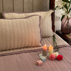 Sadyaska Old Rose & Buff Verdure Reversible 1 Pcs Bedspread