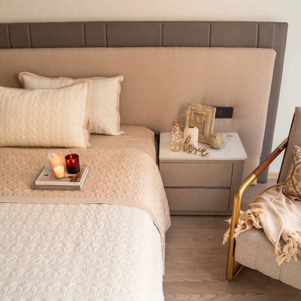 Sadyaska Oats Beige and Ivory Adore Cotton Reversible 1 Pcs Bedspread
