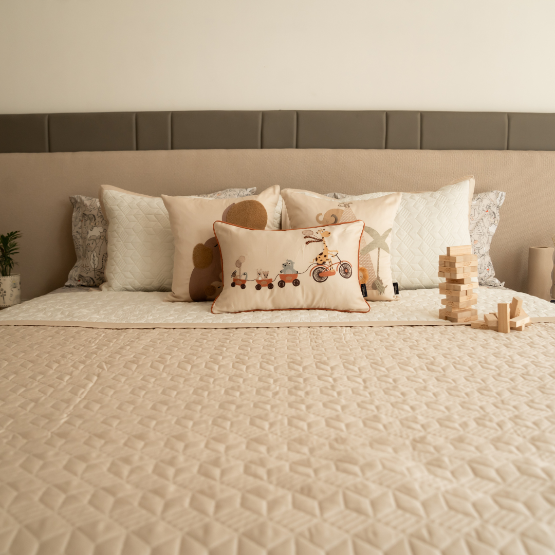 Sadyaska Wild Wonders Oats Beige and Ivory Kids 10 Pcs Bedding Set