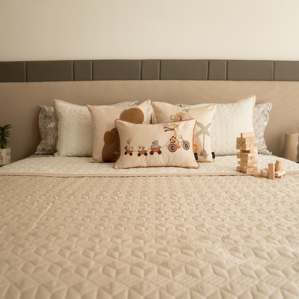 Sadyaska Wild Wonders Oats Beige and Ivory Kids 10 Pcs Bedding Set
