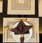 Sadyaska Zigzag Beige - Set of 2 Placemats & 2 Napkins 1 Pcs Table Linen