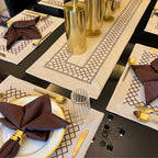 Sadyaska Zigzag Beige Set 13 Pcs Table Linen