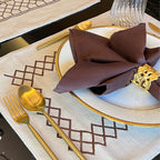 Sadyaska Zigzag Beige Set 13 Pcs Table Linen
