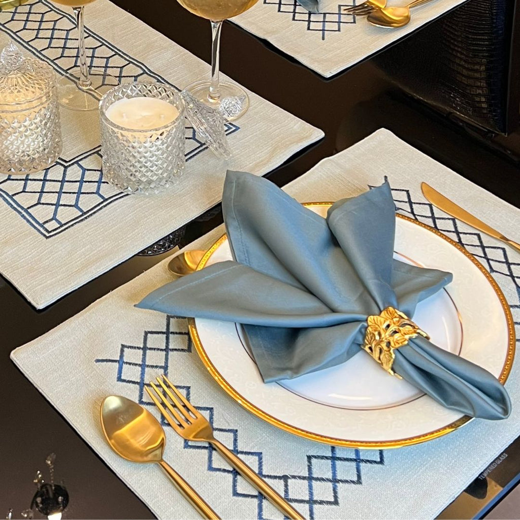 Sadyaska Zigzag Sage Green Set 13 Pcs Table Linen