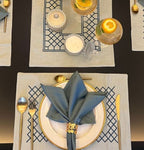 Sadyaska Zigzag Sage Green - Set of 2 Placemats & 2 Napkins 1 Pcs Table Linen