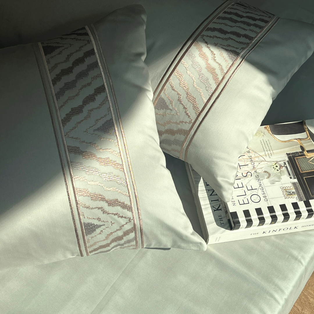 Sadyaska Zurich Sage Green Embroidered s (Set of 2) 1 Pcs Pillow Cover