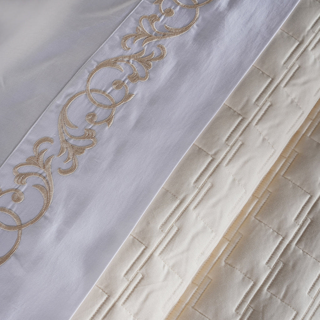 Chester Luxica Cream 11PC Quilt/Quilted Bed Cover Set