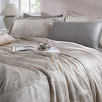 Classical Ornate Baroque Feathering 8pcs Duvet Cover Set Neutral