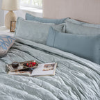 8pcs Quilt/Qulited Bed Cover Set Blue Classical Ornate Twirls & Swirls