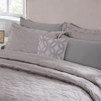 8pcs Quilt/Qulited Bed Cover Set Neutral Classical Ornate Twirls & Swirls