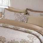 8pcs Quilt/Qulited Bed Cover Set Gold Classical Ornate Seamless Scroll