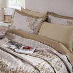 8pcs Quilt/Qulited Bed Cover Set Gold Classical Ornate Seamless Scroll