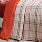 Eclectic Geo Mosaic Plaid Woven 100% Cotton Rust 8 pcs Duvet Cover Set
