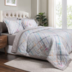 Eclectic Geo Rhombus Grey 8pcs Quilt/Quilted Bed Cover