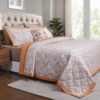 Eclectic Geo Triangle Rust 8pcs Quilt/Quilted Bed Cover