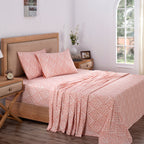 Global Atelier Petal Touch Printed 100% Cotton Peach Soft Bed Sheet