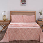 Global Atelier Petal Touch Printed 100% Cotton Peach Soft Bed Sheet