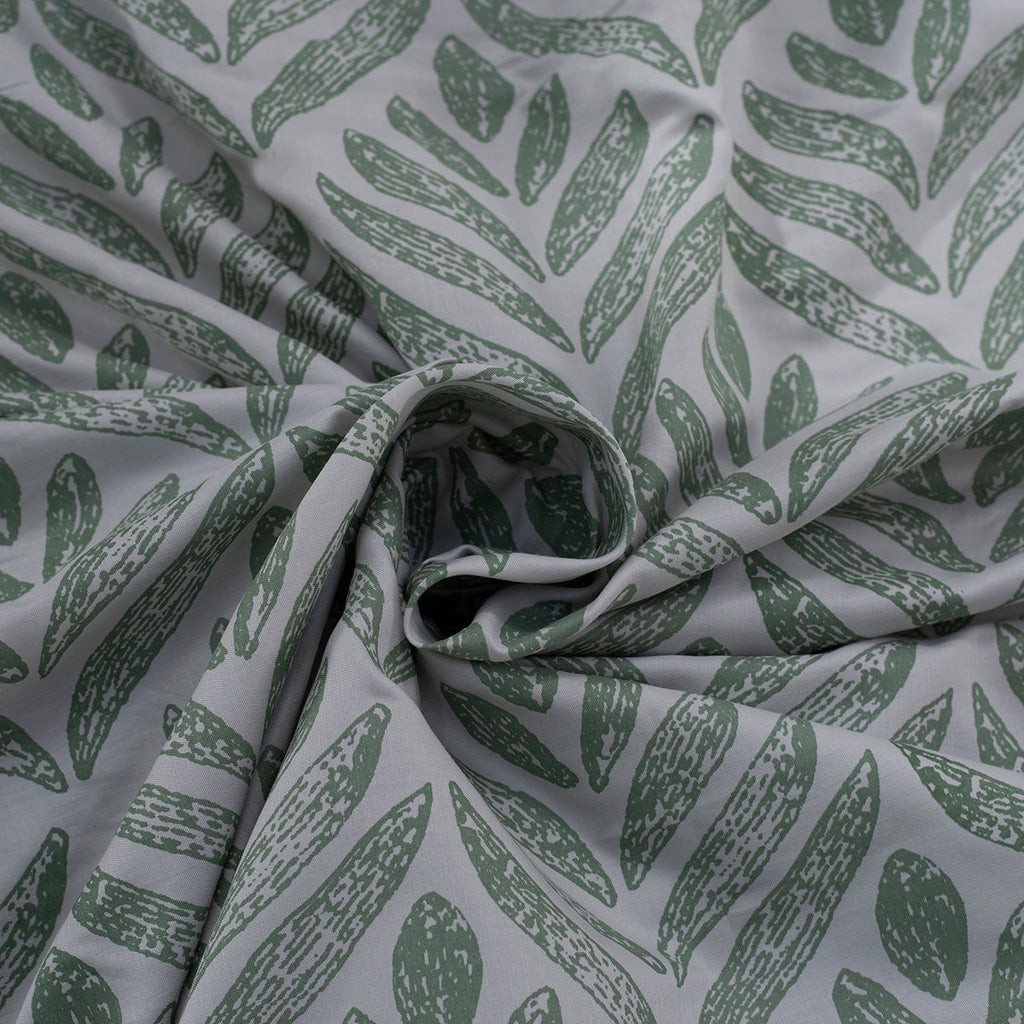Global Atelier Petal Touch Printed 100% Cotton Green Soft Bed Sheet