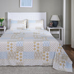 Hermosa Sensory Bloom Lennon 100% Cotton Printed Bed Sheet with Pillow Case Mustard