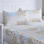 Hermosa Sensory Bloom Lennon 100% Cotton Printed Bed Sheet with Pillow Case Mustard