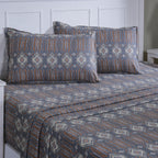 Hermosa Sensory Bloom Gareth 100% Cotton Printed Bed Sheet with Pillow Case Orange