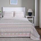 Hermosa Sensory Bloom Allegra 100% Cotton Printed Bed Sheet with Pillow Case Peach