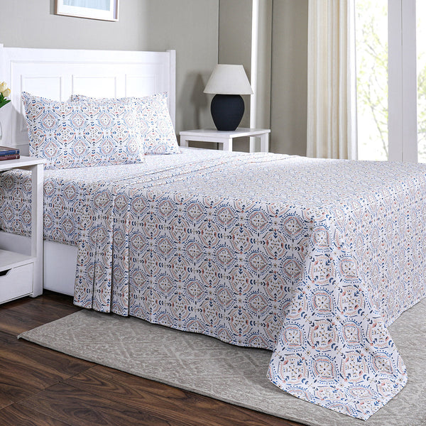 Hermosa Sensory Bloom Avery 100% Cotton Printed Bed Sheet with Pillow Case Rust
