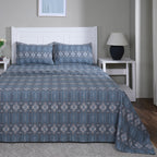 Hermosa Sensory Bloom Gareth 100% Cotton Printed Bed Sheet with Pillow Case Blue